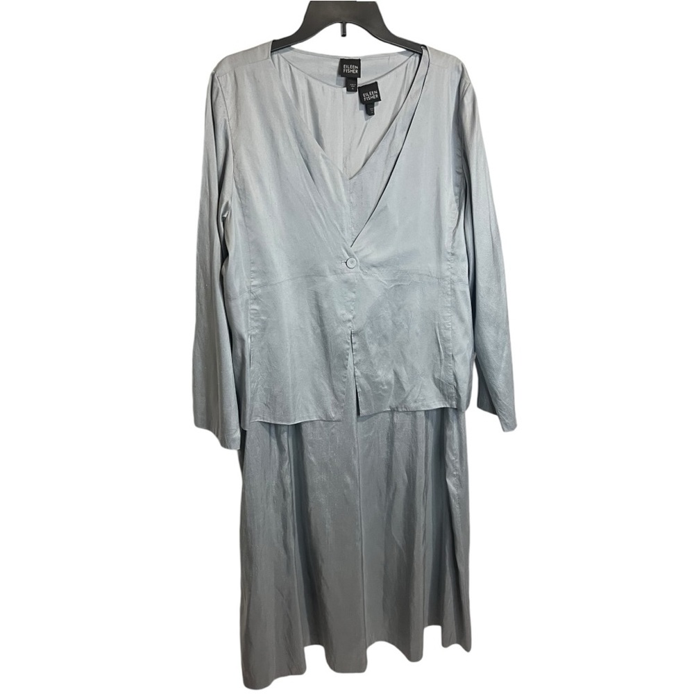 Eileen Fisher Textured Silk Dress and Jacket - Picture 12 of 12